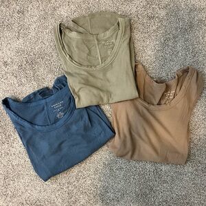American Eagle Outfitters Short Sleeve Tops - Blue, Olive, Brown